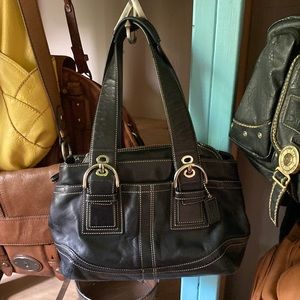 Coach Genuine Leather Soho Shoulder Bag Black